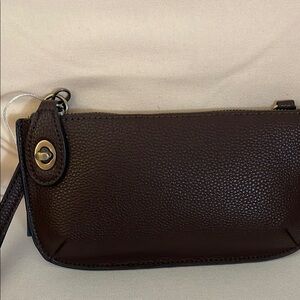 Elegant Brown Leather Wristlet